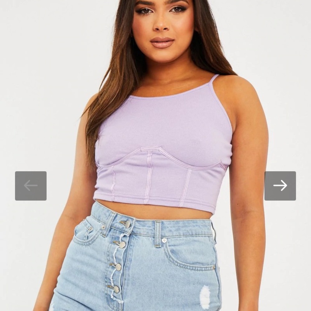 Rebellious Fashion Lilac Ribbed corset racer top